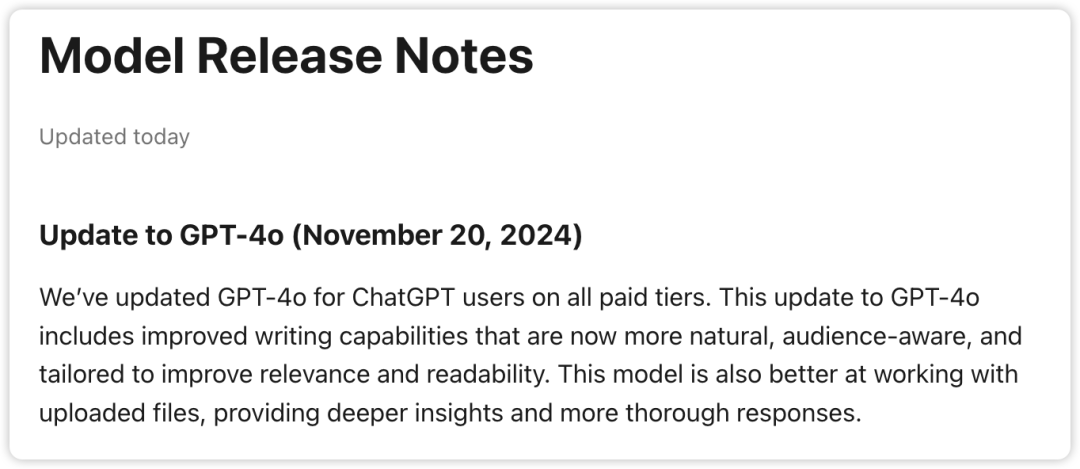 重磅！GPT-4o升级到最新版本1120，重回榜首，API同步更新！