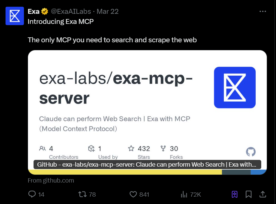 Exa:给 AI Agent 的 “Bing API”