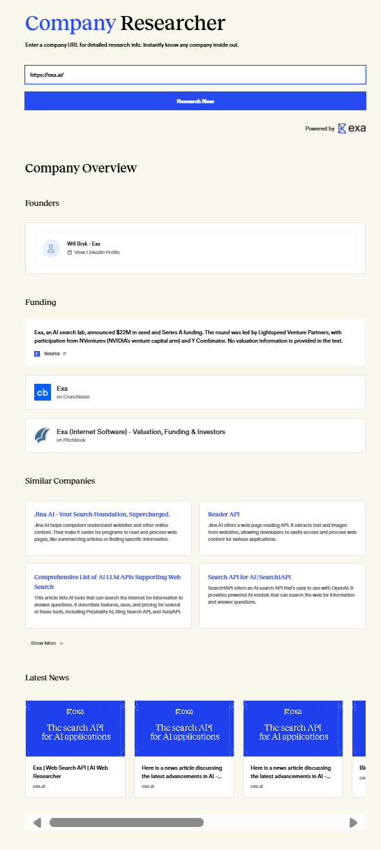 Exa:给 AI Agent 的 “Bing API”
