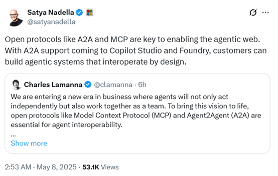 王炸!微软AI Agent支持A2A、MCP协议,智能体黄金时代降临