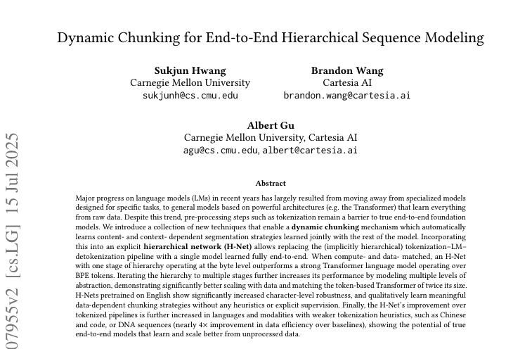 用Dynamic chunk去干掉tokenizer？